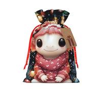 Nimbisense Axolotl Christmas Print Christmas Bags Reusable Burlap Gift Bags With Drawstring For Holiday Goodie Candy Cookie Gift Giving