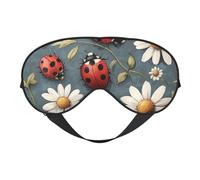 Nimbisense Cartoon Ladybug and Flowers Print Sleep Mask Breathable Soft Comfortable Eye Mask with Adjustable Strap for Travel Office Nap Shift Work