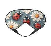 Nimbisense Cartoon Ladybug and Flowers Print Sleep Mask Breathable Soft Comfortable Eye Mask with Adjustable Strap for Travel Office Nap Shift Work