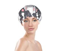 Nimbisense Cats Print Shower Cap For Women, Reusable, Double Layers Waterproof Bathing Shower Hat With Soft Comfortable Peva Lining, For Long Hair And Braids