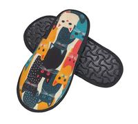 Nimbisense Cats Print Spa Slippers For Women Men, Non-Slip Indoor Home Shoes For Bedroom Hotel Travel