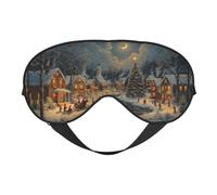 Nimbisense Christmas Print Sleep Mask Breathable Soft Comfortable Eye Mask with Adjustable Strap for Travel Office Nap Shift Work
