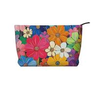 Nimbisense Colorful Beautiful Flowers Print Cosmetic Bag,Travel Makeup Bags Zipper Pouch Organizer Bag Travel Essentials, Birthday Gifts for Women Girls Friend
