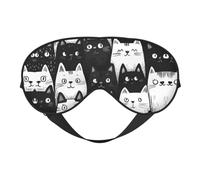 Nimbisense Cute Cats Print Sleep Mask Breathable Soft Comfortable Eye Mask with Adjustable Strap for Travel Office Nap Shift Work