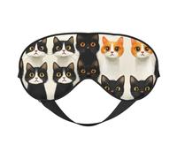 Nimbisense Cute Cats Print Sleep Mask Breathable Soft Comfortable Eye Mask with Adjustable Strap for Travel Office Nap Shift Work