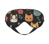 Nimbisense Cute Cats Print Sleep Mask Breathable Soft Comfortable Eye Mask with Adjustable Strap for Travel Office Nap Shift Work