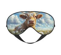 Nimbisense Cute Cow Print Sleep Mask Breathable Soft Comfortable Eye Mask with Adjustable Strap for Travel Office Nap Shift Work