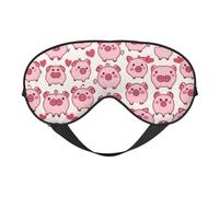 Nimbisense Cute Pig with Heart Print Sleep Mask Breathable Soft Comfortable Eye Mask with Adjustable Strap for Travel Office Nap Shift Work