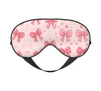 Nimbisense Cute Pink Bow Print Sleep Mask Breathable Soft Comfortable Eye Mask with Adjustable Strap for Travel Office Nap Shift Work