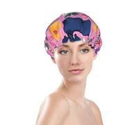 Nimbisense Dachshunds And Flowers Print Shower Cap For Women, Reusable, Double Layers Waterproof Bathing Shower Hat With Soft Comfortable Peva Lining, For Long Hair And Braids