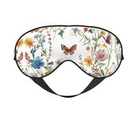 Nimbisense Flower Butterfly Print Sleep Mask Breathable Soft Comfortable Eye Mask with Adjustable Strap for Travel Office Nap Shift Work