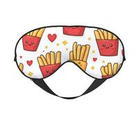 Nimbisense Fries Heart Love Print Sleep Mask Breathable Soft Comfortable Eye Mask with Adjustable Strap for Travel Office Nap Shift Work