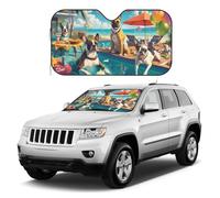 Nimbisense Fun At The Beaches Dog Print Car Windshield Sunshade Front Window Block Uv Rays Sun Shade Visor Protector For Car Sedan Truck Suv Accessories