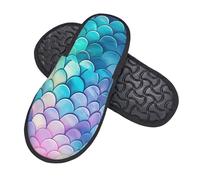Nimbisense Mermaid Scales Print Spa Slippers For Women Men, Non-Slip Indoor Home Shoes For Bedroom Hotel Travel