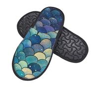 Nimbisense Mermaid Scales Print Spa Slippers For Women Men, Non-Slip Indoor Home Shoes For Bedroom Hotel Travel