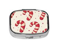 Nimbisense Merry Christmas Print Pill Box, Small Pill Organizer with 2 Compartments, Cute Portable Travel Metal Pill Case for Pocket Or Purse
