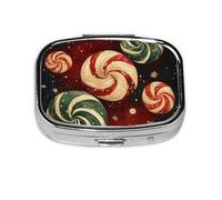 Nimbisense Merry Christmas Print Pill Box, Small Pill Organizer with 2 Compartments, Cute Portable Travel Metal Pill Case for Pocket Or Purse
