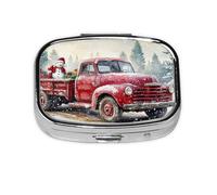 Nimbisense Merry Christmas Print Pill Box, Small Pill Organizer with 2 Compartments, Cute Portable Travel Metal Pill Case for Pocket Or Purse