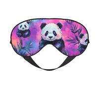 Nimbisense Neon Pandas Print Sleep Mask Breathable Soft Comfortable Eye Mask with Adjustable Strap for Travel Office Nap Shift Work
