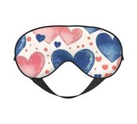 Nimbisense Pink Love Heart Print Sleep Mask Breathable Soft Comfortable Eye Mask with Adjustable Strap for Travel Office Nap Shift Work