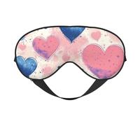 Nimbisense Pink Love Heart Print Sleep Mask Breathable Soft Comfortable Eye Mask with Adjustable Strap for Travel Office Nap Shift Work