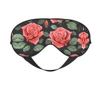 Nimbisense Pink Red Roses Floral Print Sleep Mask Breathable Soft Comfortable Eye Mask with Adjustable Strap for Travel Office Nap Shift Work