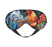 Nimbisense Rooster Flower Print Sleep Mask Breathable Soft Comfortable Eye Mask with Adjustable Strap for Travel Office Nap Shift Work