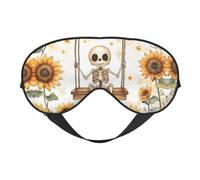Nimbisense Skeleton Sunflowers Print Sleep Mask Breathable Soft Comfortable Eye Mask with Adjustable Strap for Travel Office Nap Shift Work