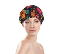 Nimbisense Skulls Print Shower Cap For Women, Reusable, Double Layers Waterproof Bathing Shower Hat With Soft Comfortable Peva Lining, For Long Hair And Braids