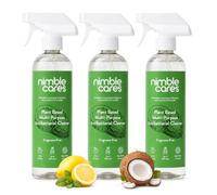 nimble cares Antibacterial Cleaner Mild Mint 3 x 500ml - Multi Purpose Kitchen Spray, Eco Cleaner, Vegan, Family Safe Disinfectant