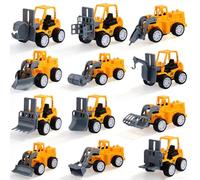 NimblusToy 12 Pieces Mini Building Excavator, Cute Construction Vehicles, Little Truck Cars Toy Engineering Vehicles Set, Suitable Decoration birthday gift toy ornament