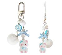 NimblusToy 2 Pieces cat keyring,Cat Keychains, Keyring Charm Cat Key Rings Chains,keychain cute for Backpack Purse Wallet Birthday Party Favors Gift（blue）