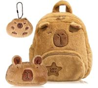 NimblusToy Capybara Backpack, Capybara Bag with Pencil Case and Capybara Keychain, Cute Plush Capybara School Bag for Boys Girls, Cartoon Stylish Back Pack for School Travel, Daily Use