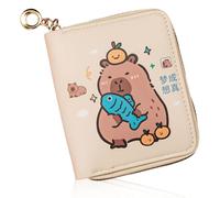 NimblusToy Capybara Wallets,AnimeLeather Bifold Clutch Wallet with Zipper,Purse Bi Fold Short Wallet Travel with ID Window,Fashion Credit Card Coin Purses for Child Gift-A