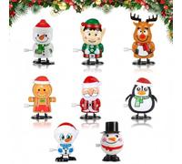NimblusToy Christmas Wind Up Toys, Wind-Up Figure Advent Calendar Filling, Christmas Cracker Fillers, 8 Pieces Novelty Shake Head Clockwork Walking Wind-up Spring Toy for Kids Party Bag Fillers