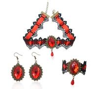 NimblusToy Gothic Necklace for Women,Adjustable Layered Velvet Lace Collar Necklace with Bracelet Dangle Earrings for Party,Punk Rock Gothic Lolita Retro Victorian Vampire Punk Pendant Necklaces