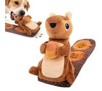 NimblusToy Plush Dog Toy, Long Crinkle Tail with Treat Dispenser Pockets, Plush Interactive Puzzle Toys, Squeak Dog Puzzle Toys IQ Training, Puppy Toys (Squirrel Style)