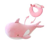 NimblusToy Whale Travel Pillow,2-in-1 Deformable Neck Pillow,U-Shape Pillows,2-in-1 Deformable Neck Pillows Cute Plush Animals Comfy Sleep and Play Companion for Camping, Sleeping(A)
