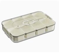 Nimblyne 33.8 x 21.2 x 11.5 cm Snack Box with Compartments: Transparent, Snack Bowl with Lid, Two Layers Snack Plates with Handle, Dishwasher Safe, for Kitchen, Picnic and Family Reunion