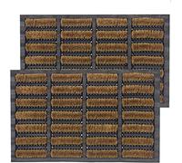 Nimbus Tuff Scrape Doormat 100% Natural Coir Front Door Mat with Rubber Backing Heavy Duty Mud Scrubber Outdoor Doormats Machine Washable Super Absorbent Non Slip Floor Mat 40 X 60 Cm (Pack of 2)