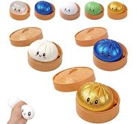 Nimedala Dumplings Squishy, Glitter Dumpling Squishy Toy, Cute Dumplings Squishiest with Steamer Box, Stress & Anxiety Relief Toys for Kids & Adults Non-Edible (3Pcs-B)