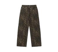 Nimedala Leopard Print Jeans, UK Ladies Jeans Leopard Pants, Baggy Jeans, Step into The Wild Side (XL)