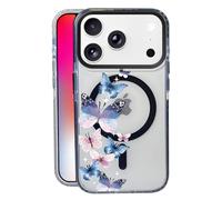 Nimeey Butterflies Flutter for iPhone 17 Pro Case,MagSafe Compatible,Matte Soft Slim Shockproof Cover,Anti-Fingerprint,Anti-Yellowing,Anti-Scratch Back,Magnetic Phone Case for Women,Cute,Girly,Clear