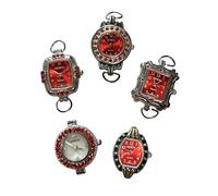 NIMI 5 Piece Colorful Vibrant Elegant Watch Face Set for Beading and Jewelry Making (Red)