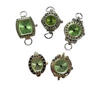 NIMI 5 Piece Elegant Metallic Bold and Sparkle Watch Face Set for Beading and Jewelry Making (Green)