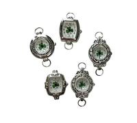 NIMI 5 Piece Printed & Pearl Watch Face Set for Beading and Jewelry Making (Clover)
