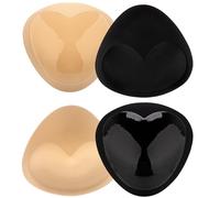 Nimiah Self-Adhesive Bra Pads inserts, Removeable Silicone Triangle Push Up Pads 2 Pairs for Swimsuits Dresses Bikini Top (Black+Skin)