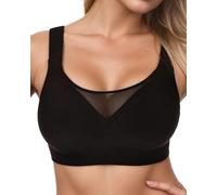 Nimiah Wirefree Bra Women - Seamless T-Shirt Bra with Double Strap Elastic Push Up Effect, Ultra Comfortable for Large Bust, Breathable Mesh Bralette for Everyday Wear Black