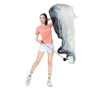 Nimiman 1pcs 2.0x0.9M/78.74"x35.43" Dance Silk Veil Poi Ball Belly Dance Poi Streamer Throw Ball (Black White)