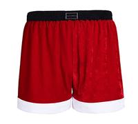 Nimiya Men's Red Flannel Christmas Holiday Boxer Shorts Adults Santa Claus Costume Velvet Underwear Clubwear Red L